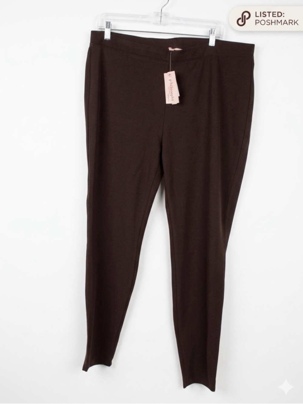 Philosophy Chocolate Brown Ponte Knit Skinny Pants Plus Size 2x